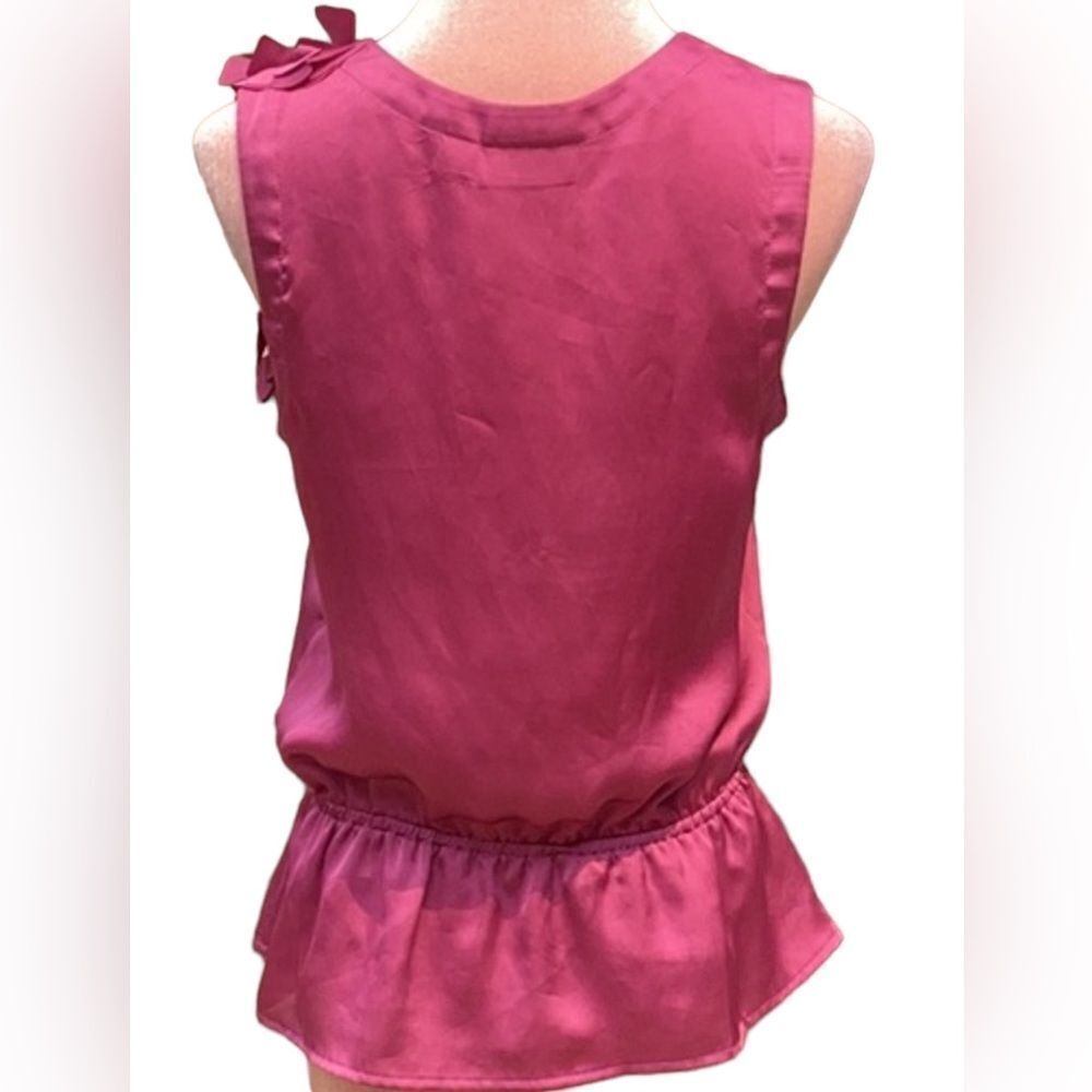 ELLE WOMENS EXTRA SMALL TOP BLOUSE SLEEVELESS FLORAL DETAIL EMBELLISHED - Picture 4 of 7